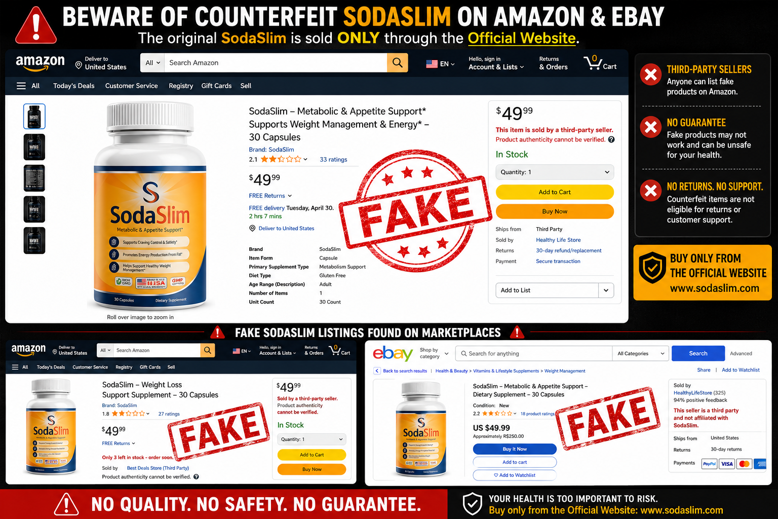 Counterfeit SodaSlim warning